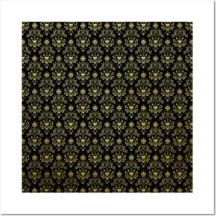 Haunted Mansion Wallpaper Black and Gold Posters and Art